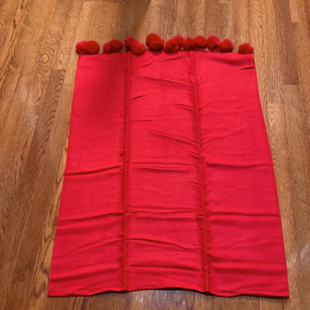 Pashmina with rabbit fur bobbles NWOT